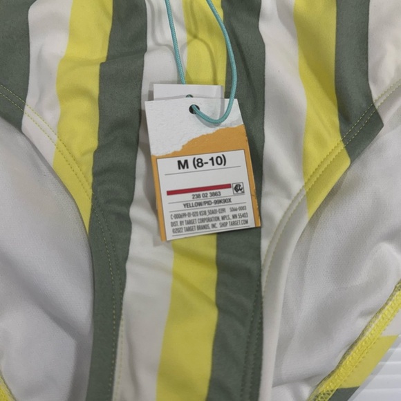 Women's Medium Coverage Hipster Bikini Bottom - Kona Sol Yellow Stripe, M 8-10 - Picture 3 of 5